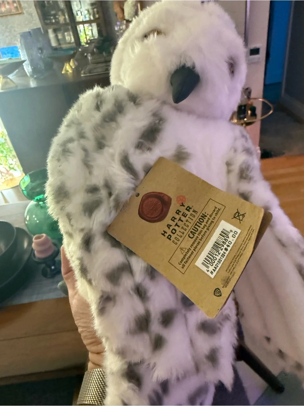 Wizarding World Snowy Owl “Hedwig” Plush - White, Black and Gray